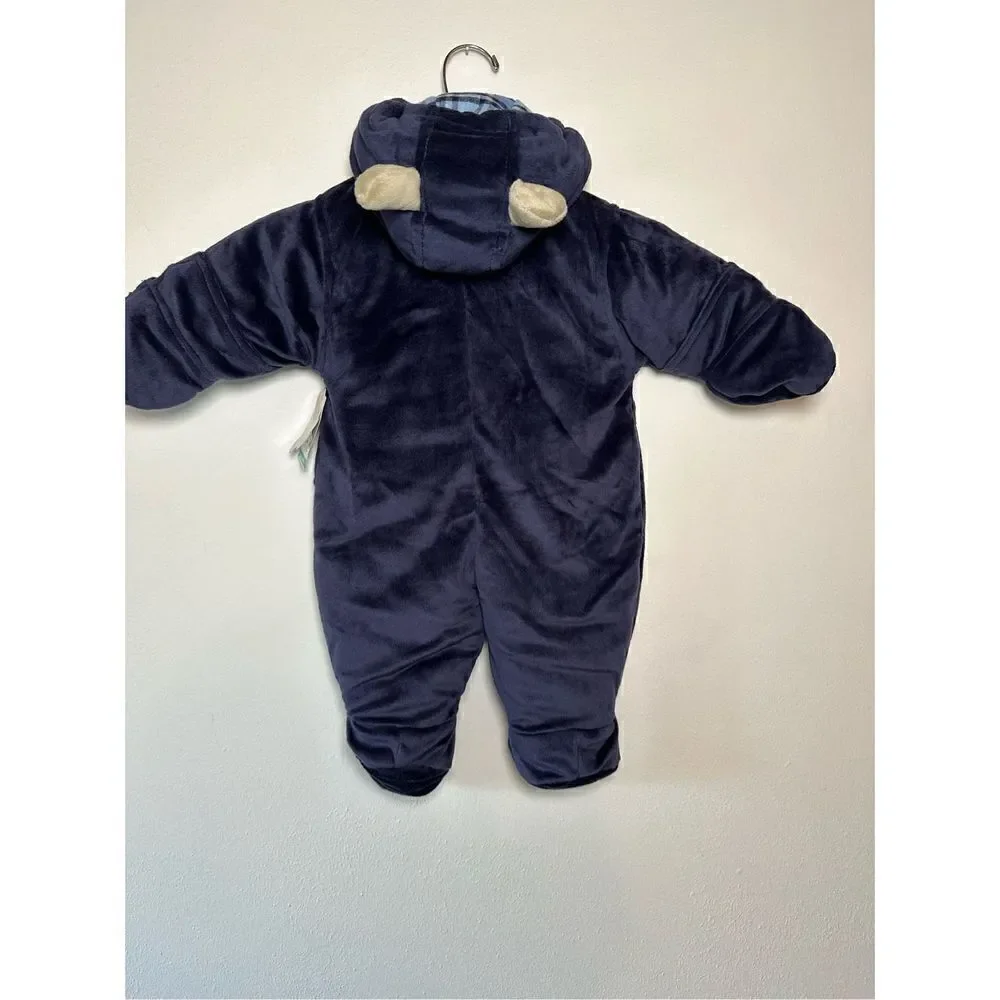 Okie Dokie Navy Blue Teddy Bear Baby Bunting size  0-3 months NWT. #4-0088